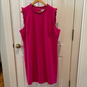 J. Crew Hot Pink Ruffle-Trim Shift Dress Size 18 NWT